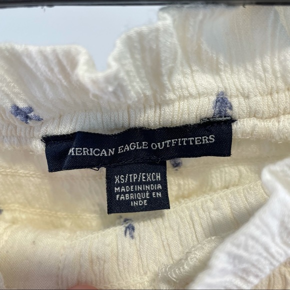 Strapless cream and blue romper with buttons from American Eagle - Picture 2 of 12